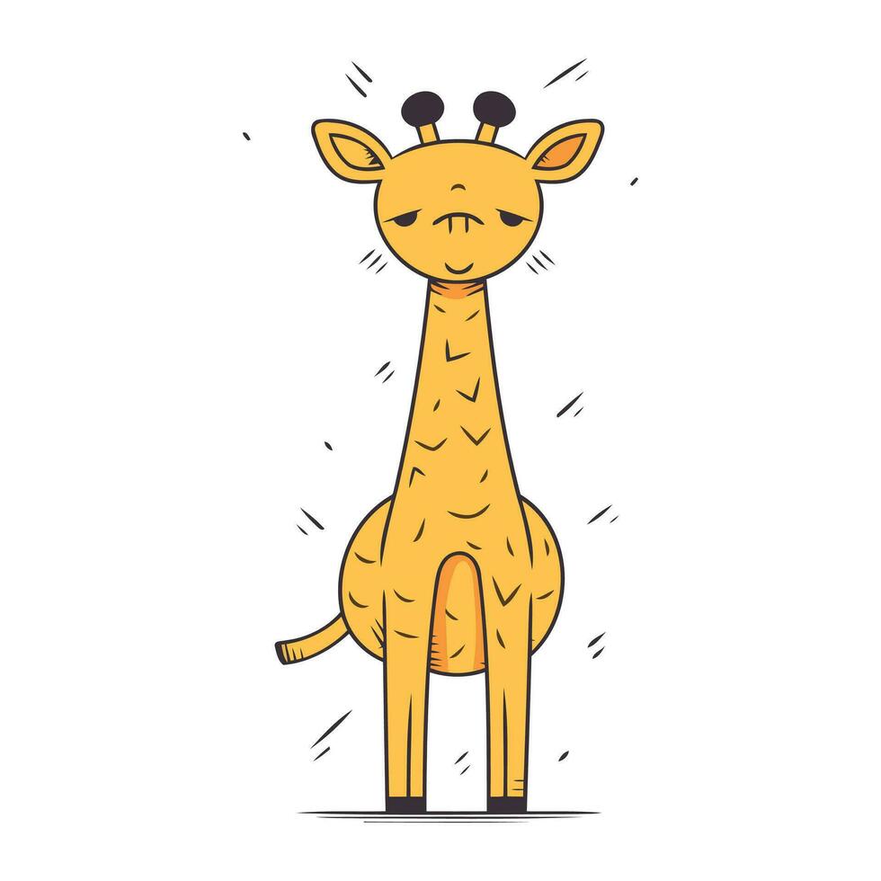 Cute cartoon giraffe isolated on white background. Vector illustration.