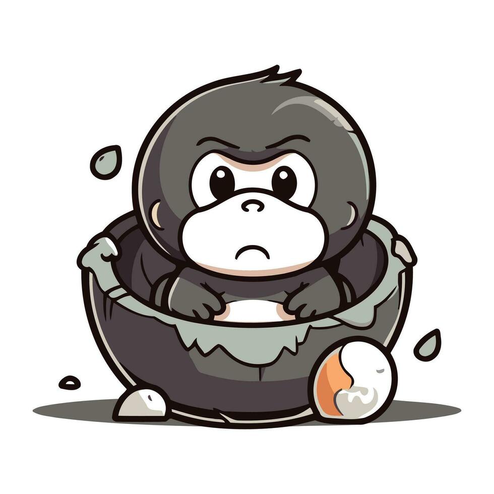 Monkey Cartoon Mascot Character Crying Vector Illustration.