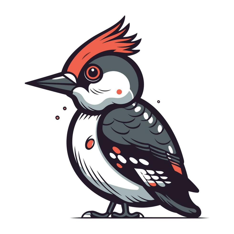 Cute Woodpecker bird cartoon vector illustration isolated on white background.