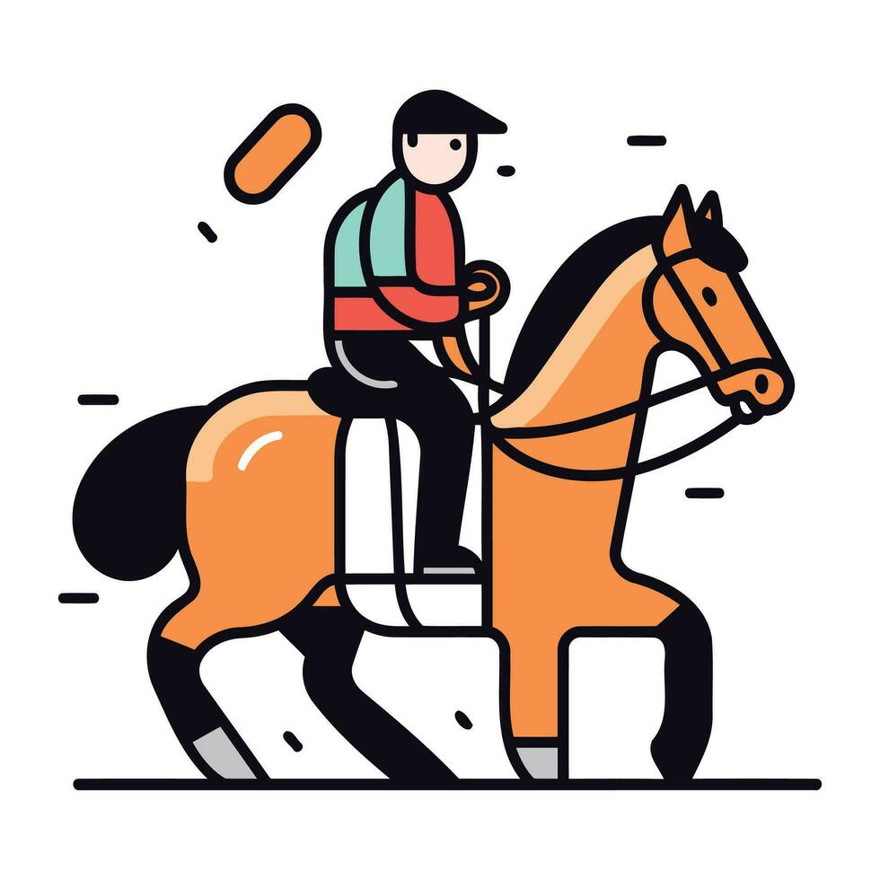 Horse riding. jockey riding a horse. flat vector illustration.