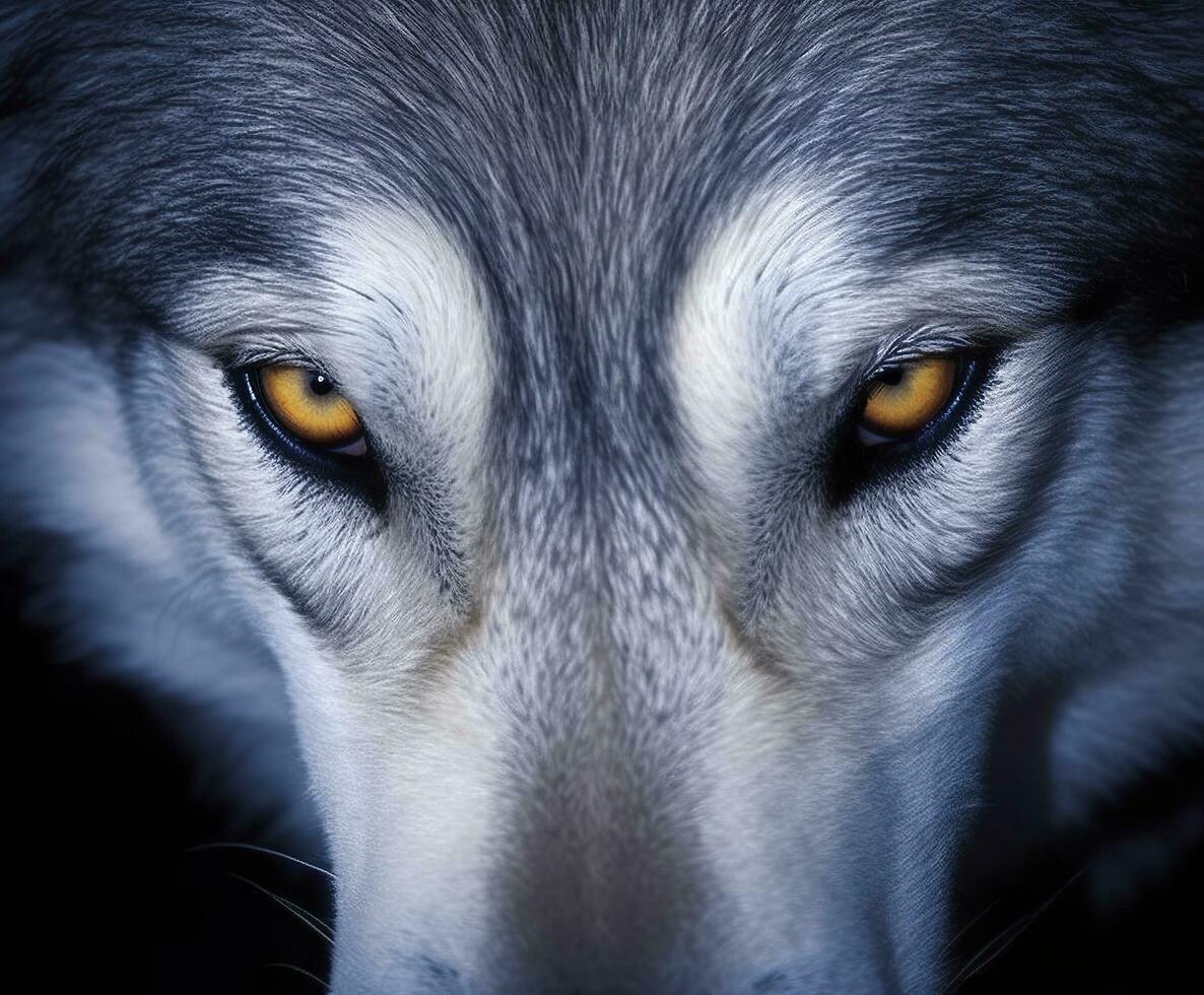 beautiful eyes of a wild wolf. Generative AI photo