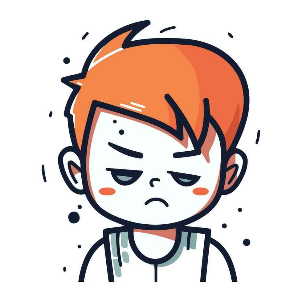 Crying boy cartoon character. Vector illustration in doodle style.