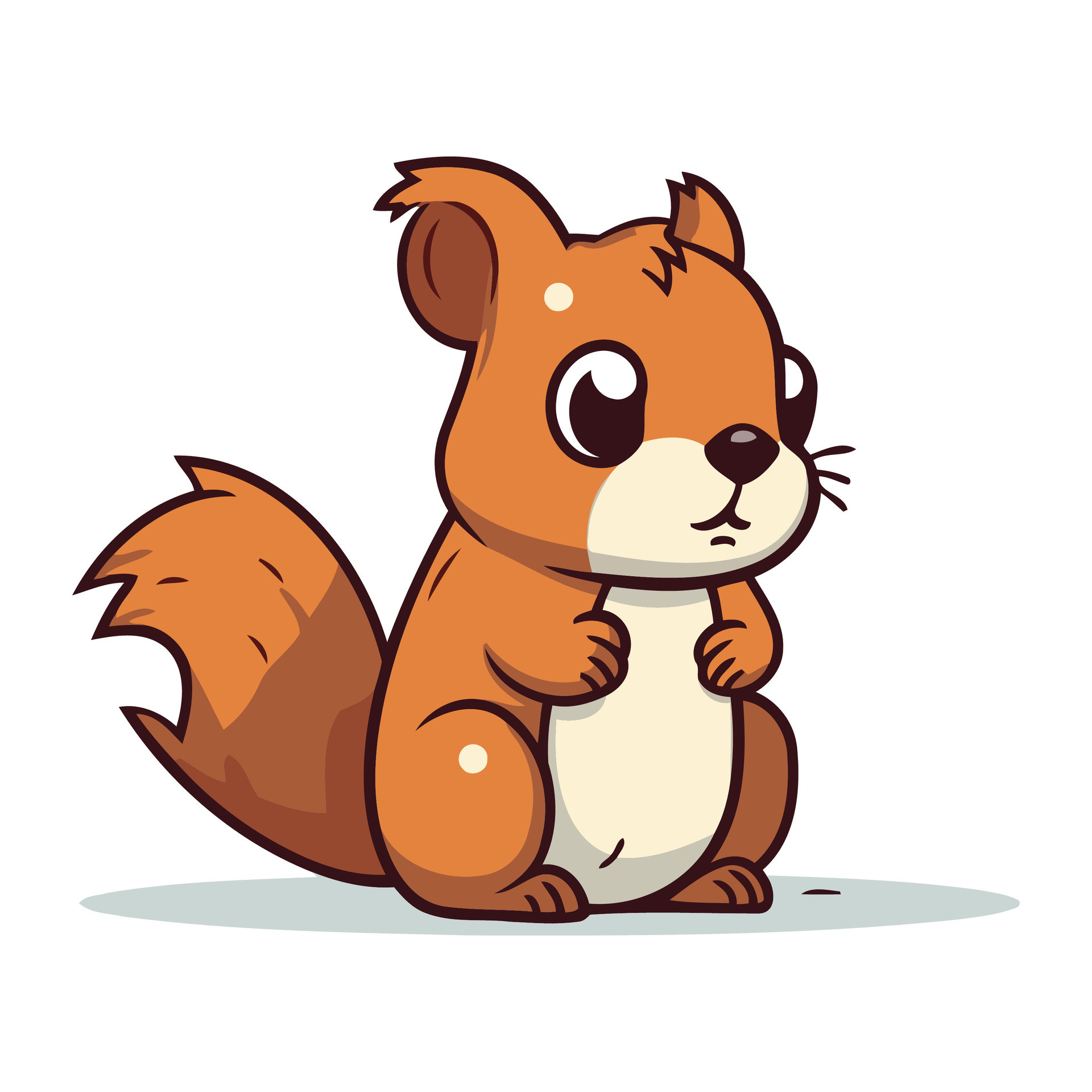 Cute squirrel cartoon vector illustration. Isolated on white background