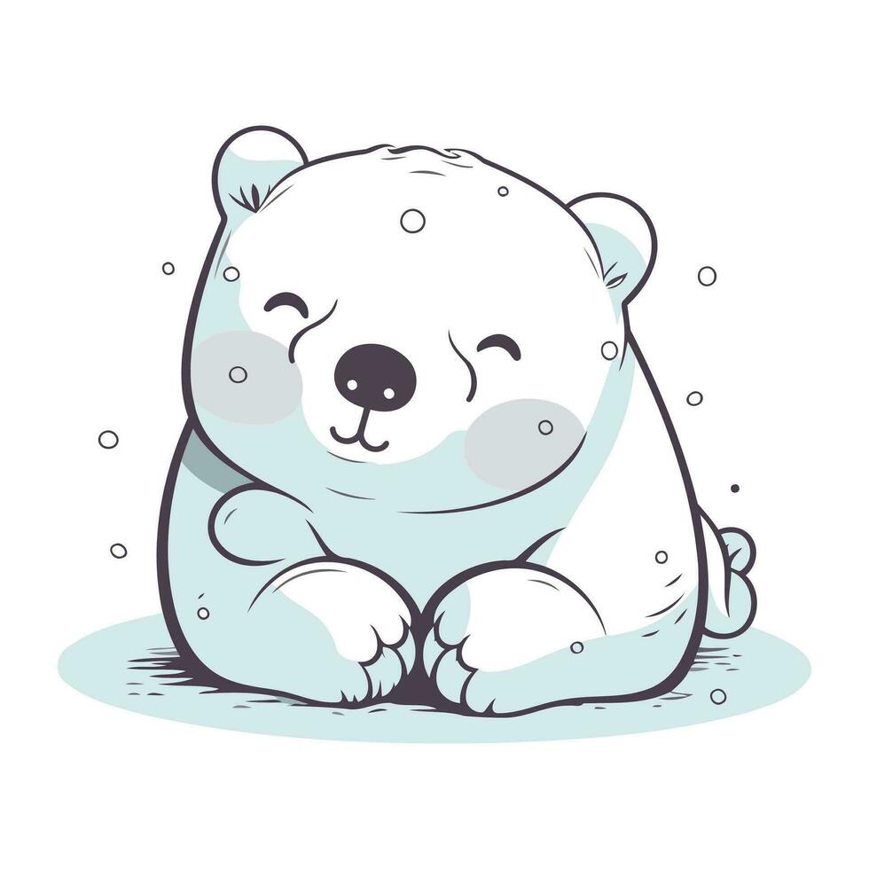 linda dibujos animados polar oso aislado en blanco antecedentes. vector ilustración.