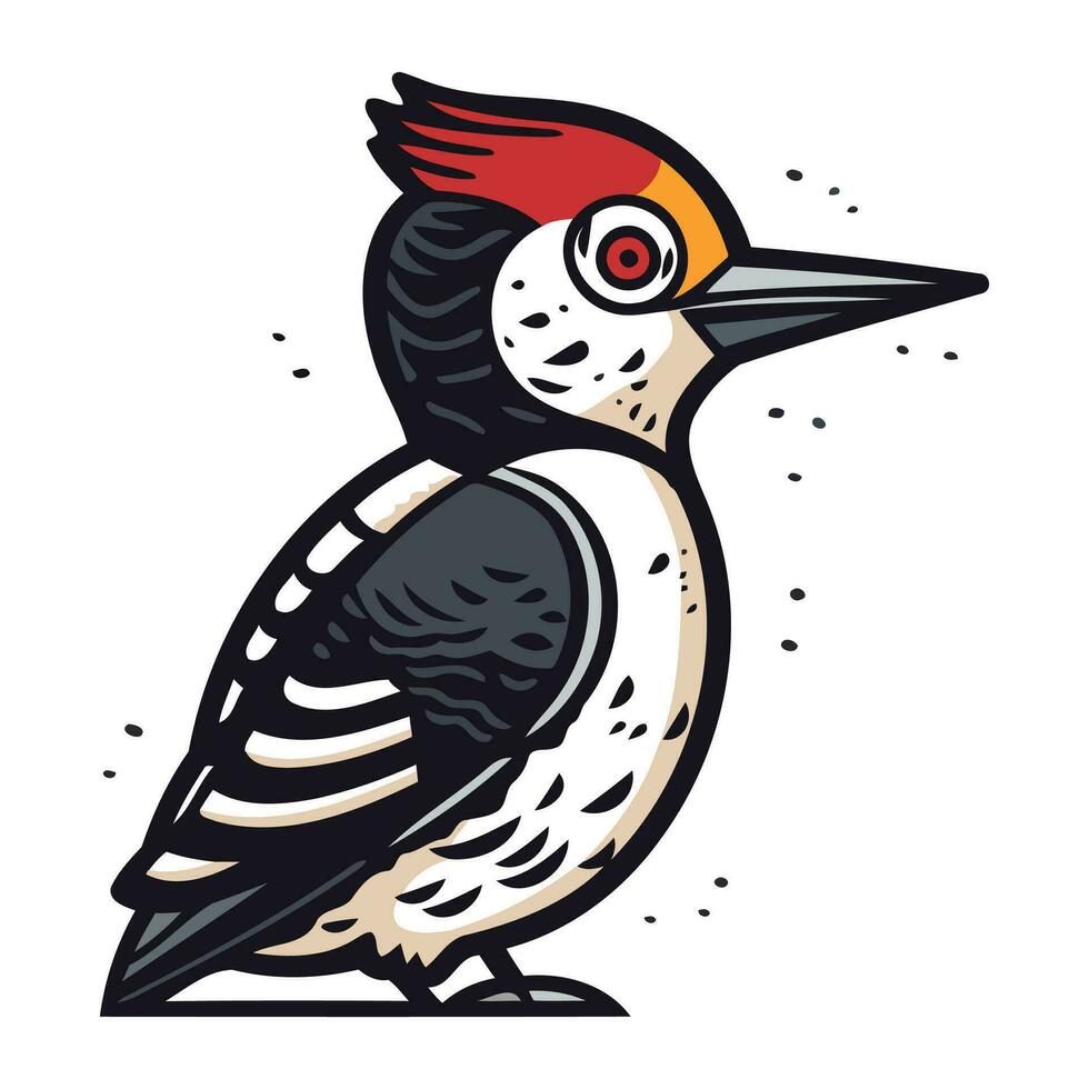 dibujos animados pájaro carpintero aislado en blanco antecedentes. vector ilustración.