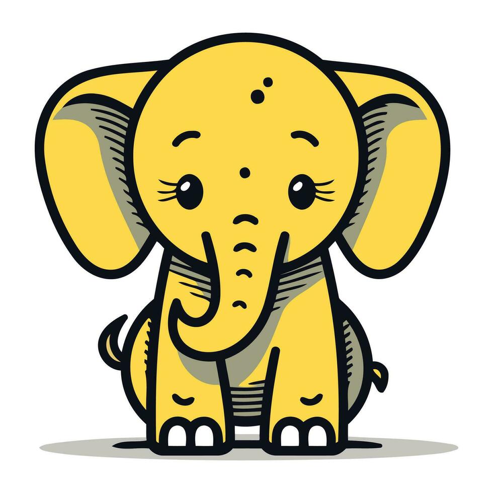 Cute cartoon elephant. Vector illustration isolated on a white background.