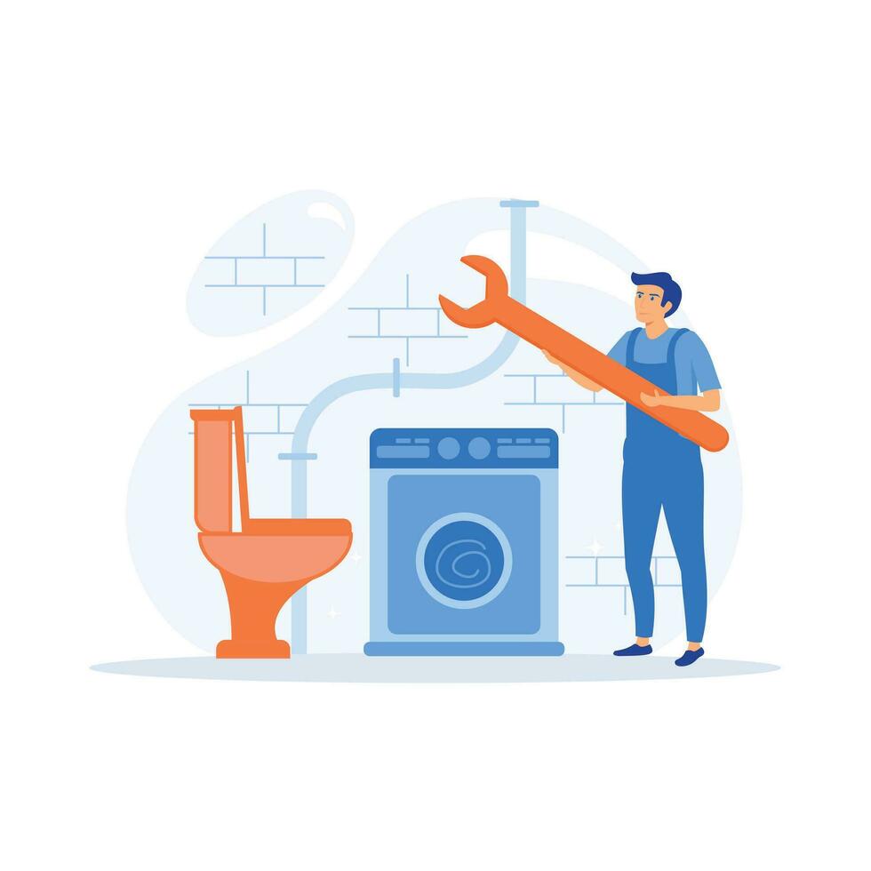 Home maintenance and improvement metaphors. Plumbing services, electrician, apartment painting. flat vector modern illustration