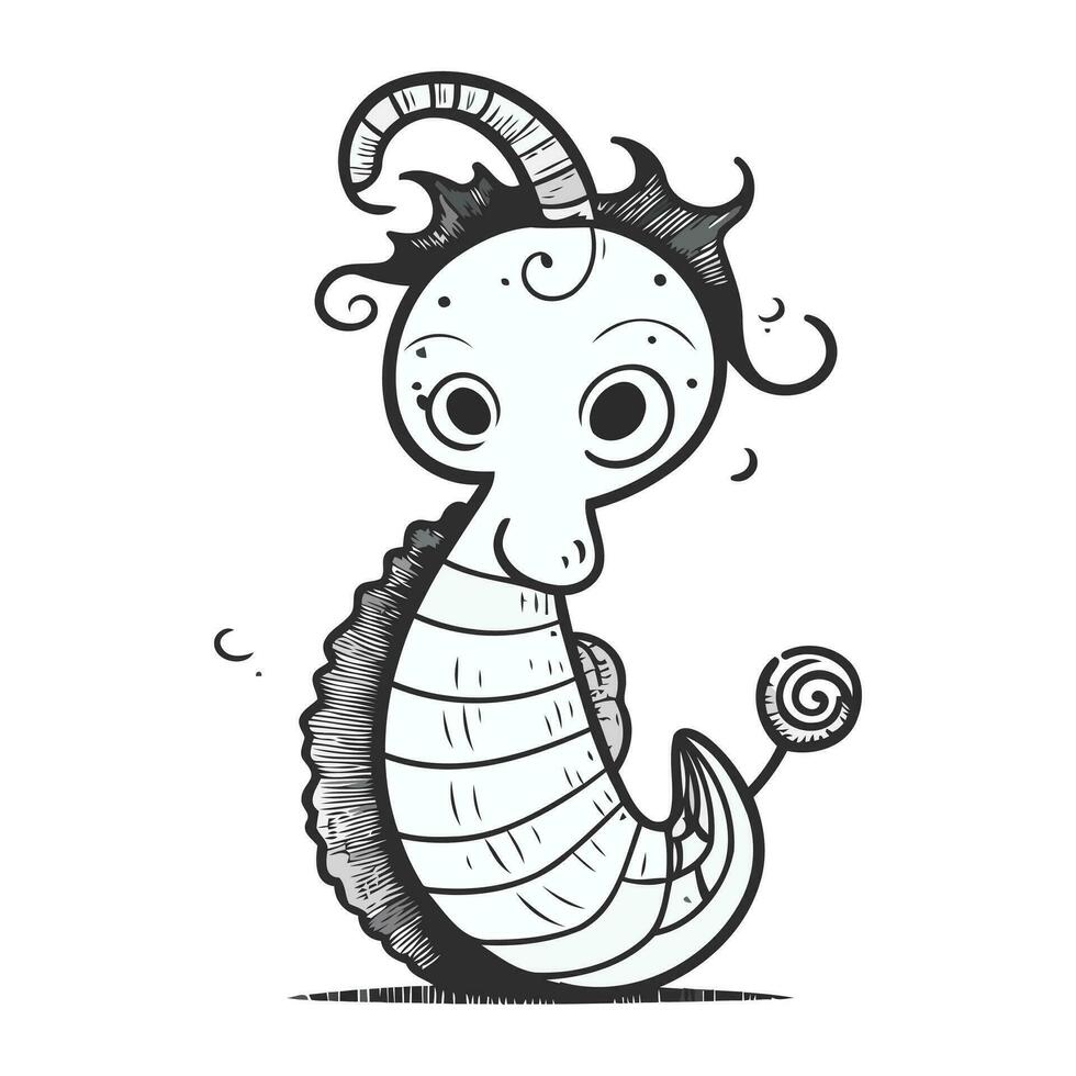 Cute cartoon seahorse. Vector illustration for your design.