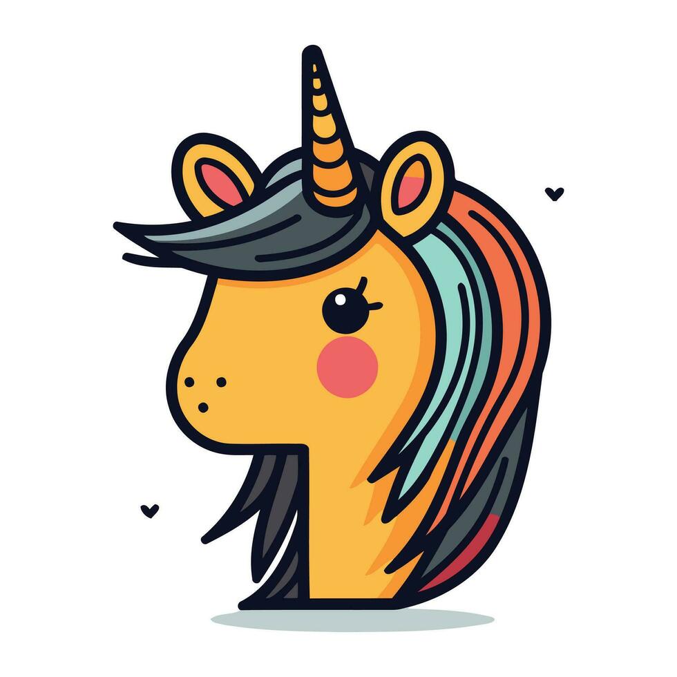 Cute unicorn cartoon vector illustration. Cute magic animal character.