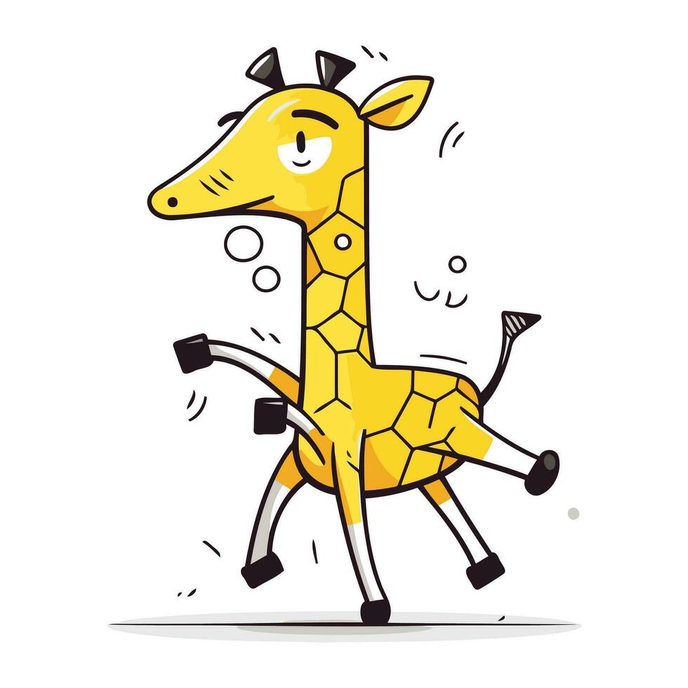 Cute cartoon giraffe dancing. Vector illustration in flat style.