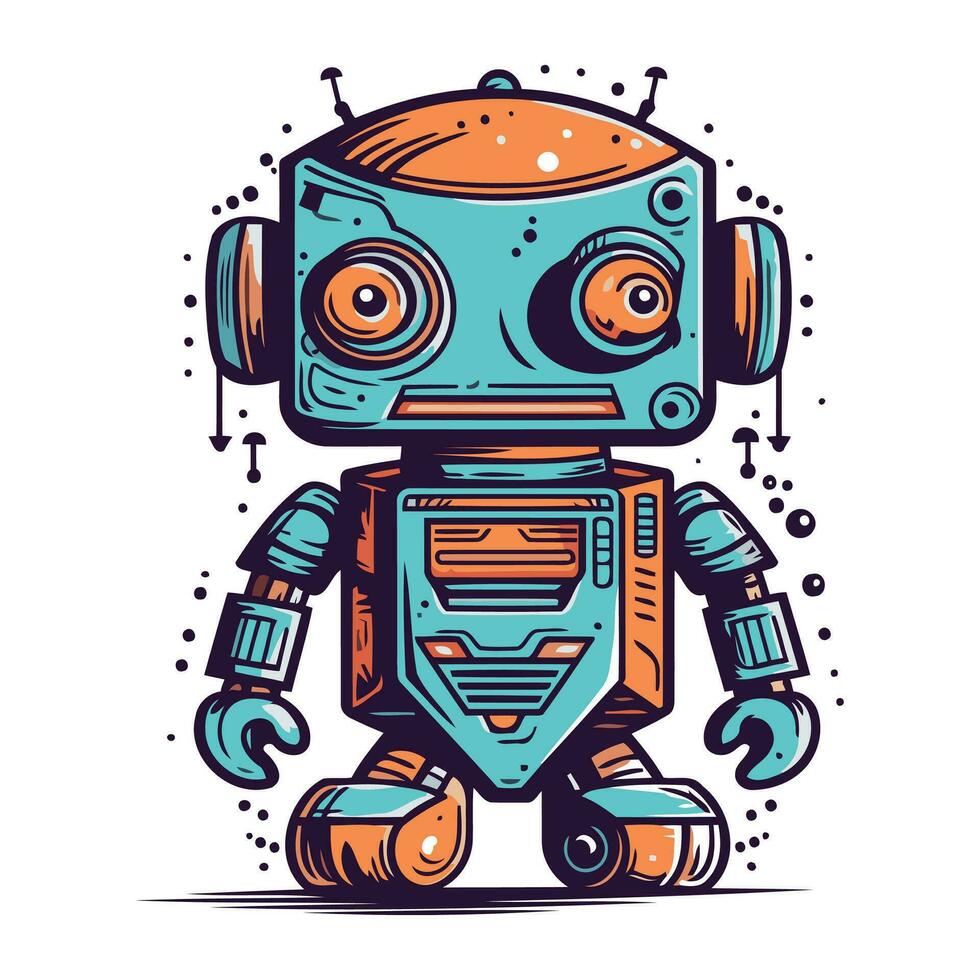 robot con auriculares. vector ilustración de un robot con auriculares.