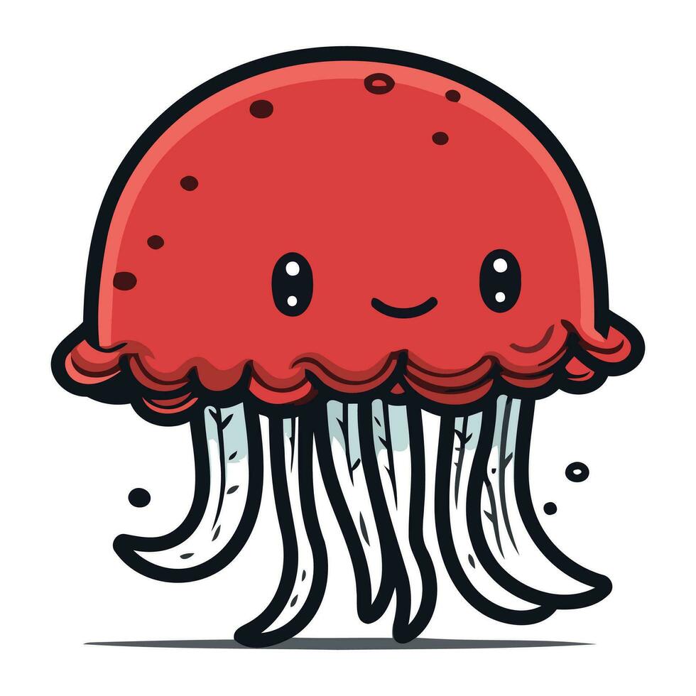 Cartoon jellyfish on a white background. Vector illustration of a cartoon jellyfish.