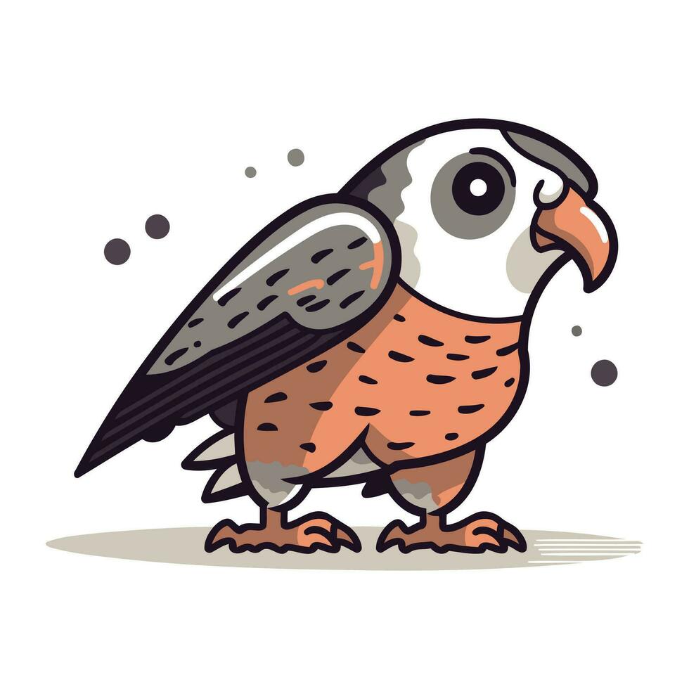 Vector illustration of a cute kestrel on a white background.