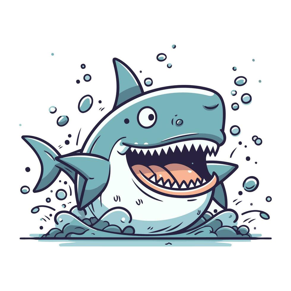 dibujos animados tiburón. vector ilustración. aislado en blanco antecedentes.