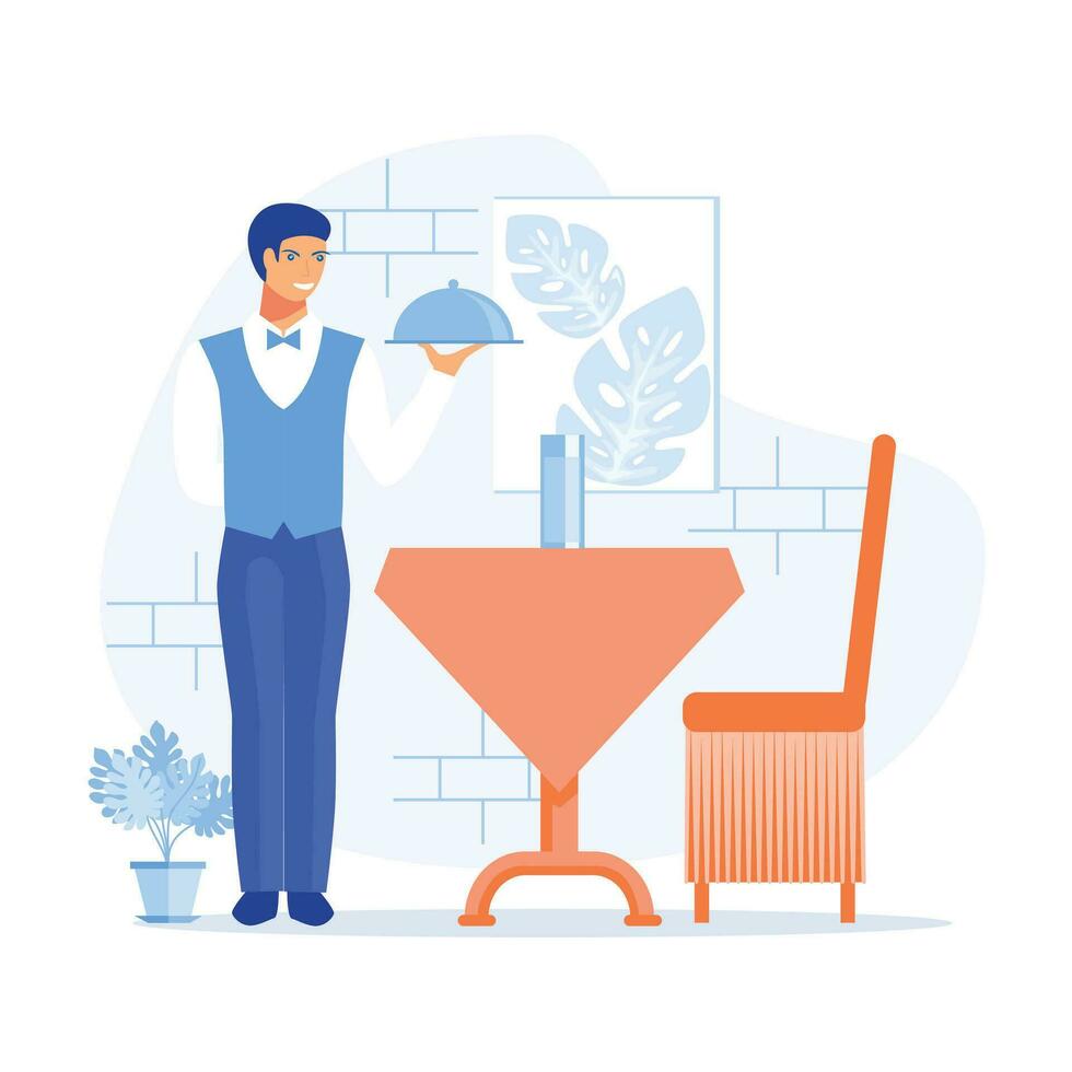 Experienced manager training staff, laundry service, maid ironing guests shirt, waiter serving at banquet, horeca sector vector cartoon. flat vector modern illustration