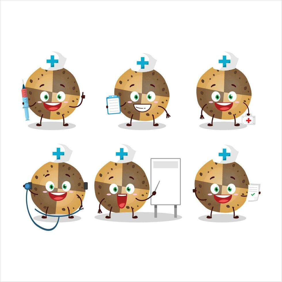 médico profesión emoticon con cariño galletas dibujos animados personaje vector