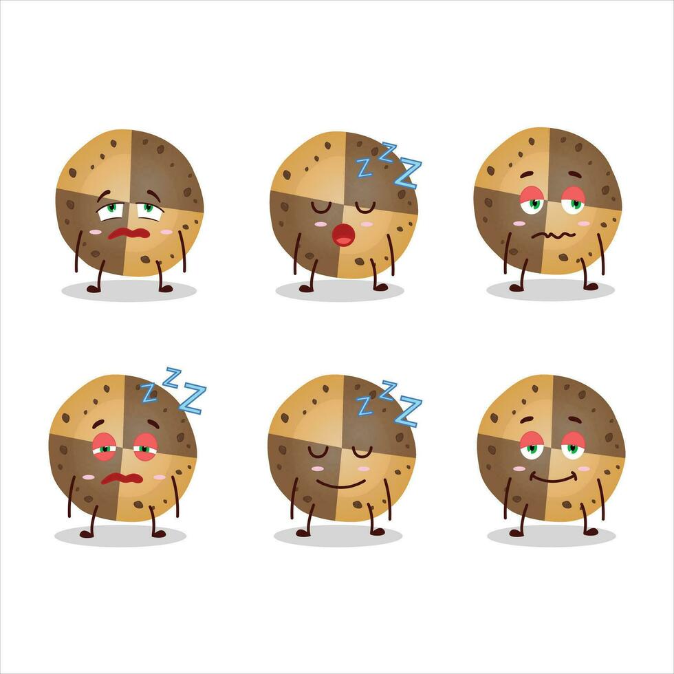 Cartoon character of sweety cookies with sleepy expression vector