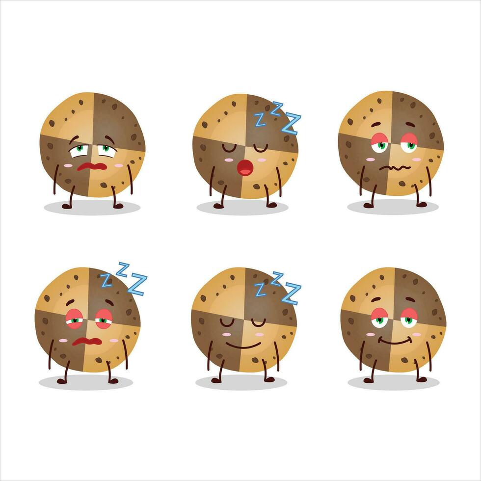 dibujos animados personaje de cariño galletas con soñoliento expresión vector