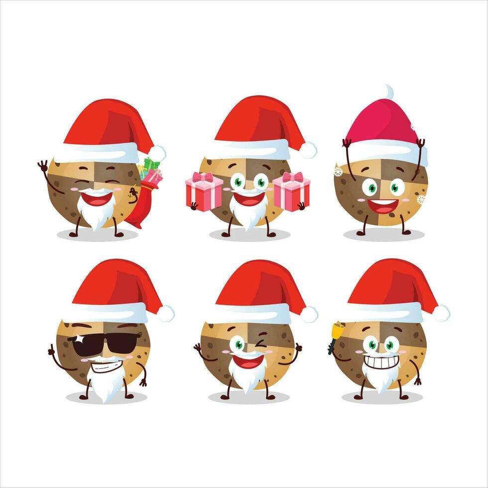 Papa Noel claus emoticones con cariño galletas dibujos animados personaje vector