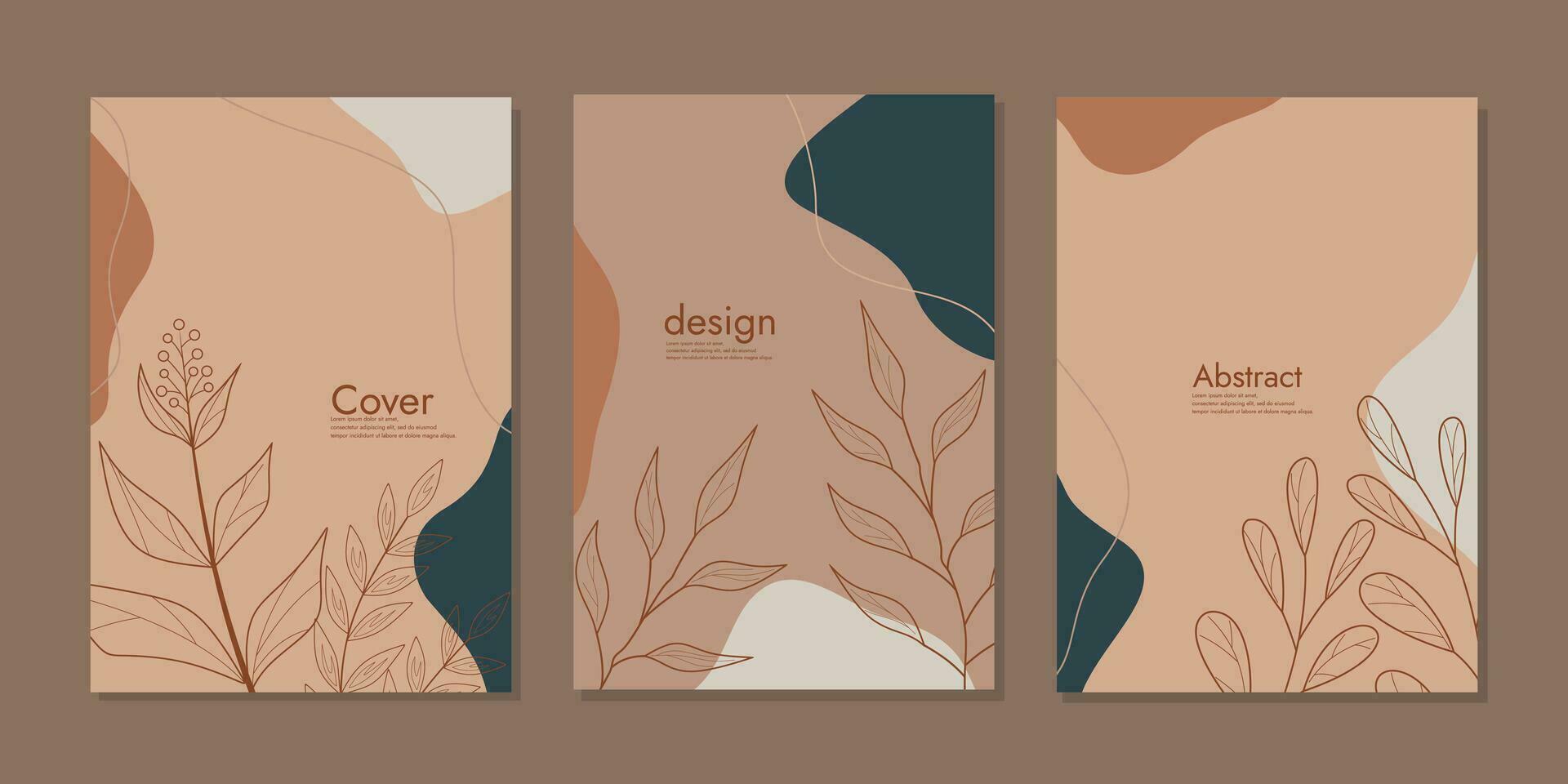 Book Cover Design Template in A4 with hand drawn floral decorations. abstract boho botanical background For book, binder, diary, planner, brochure, notebook, catalog vector
