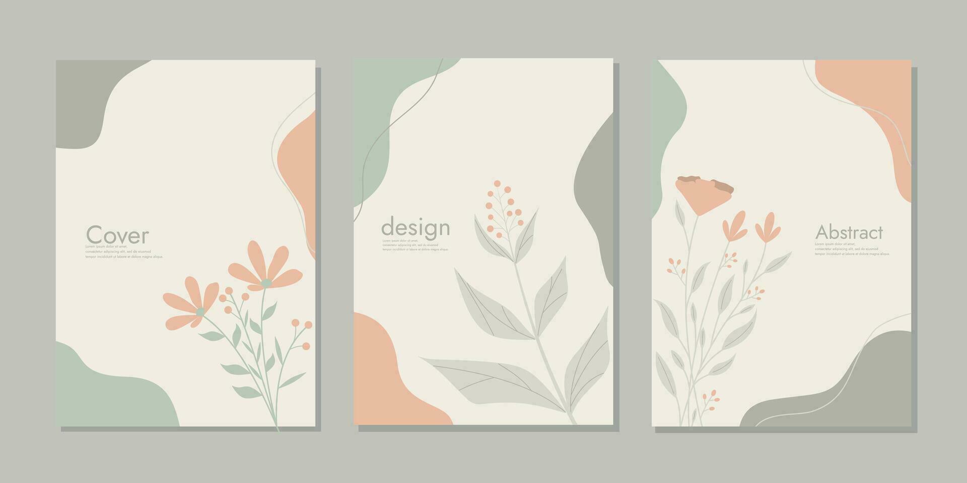 Book Cover Design Template in A4 with hand drawn floral decorations. abstract boho botanical background For book, binder, diary, planner, brochure, notebook, catalog vector