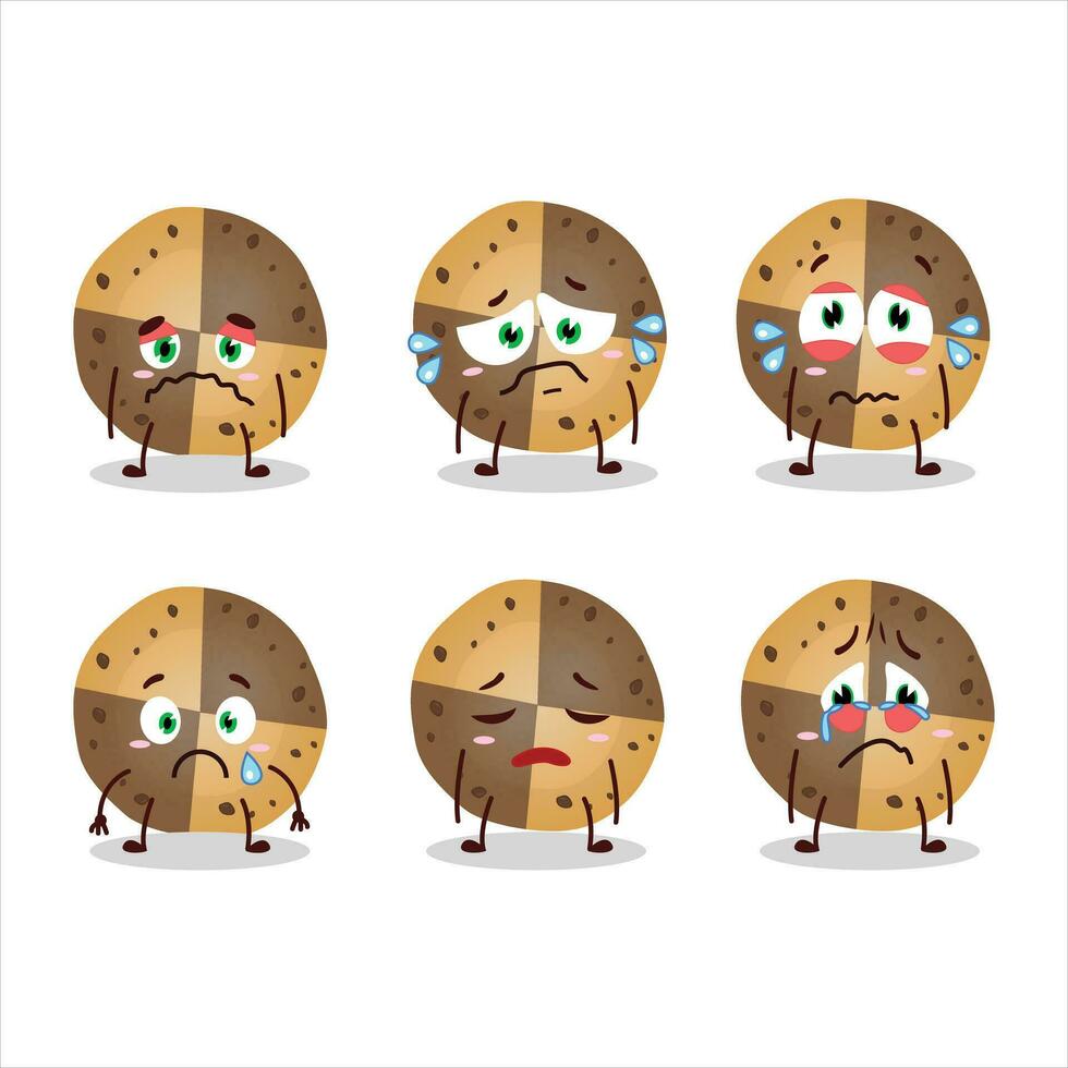 Sweety cookies cartoon character with sad expression vector
