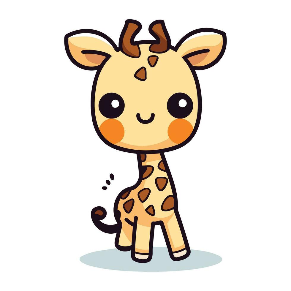 linda jirafa dibujos animados mascota personaje vector ilustración.