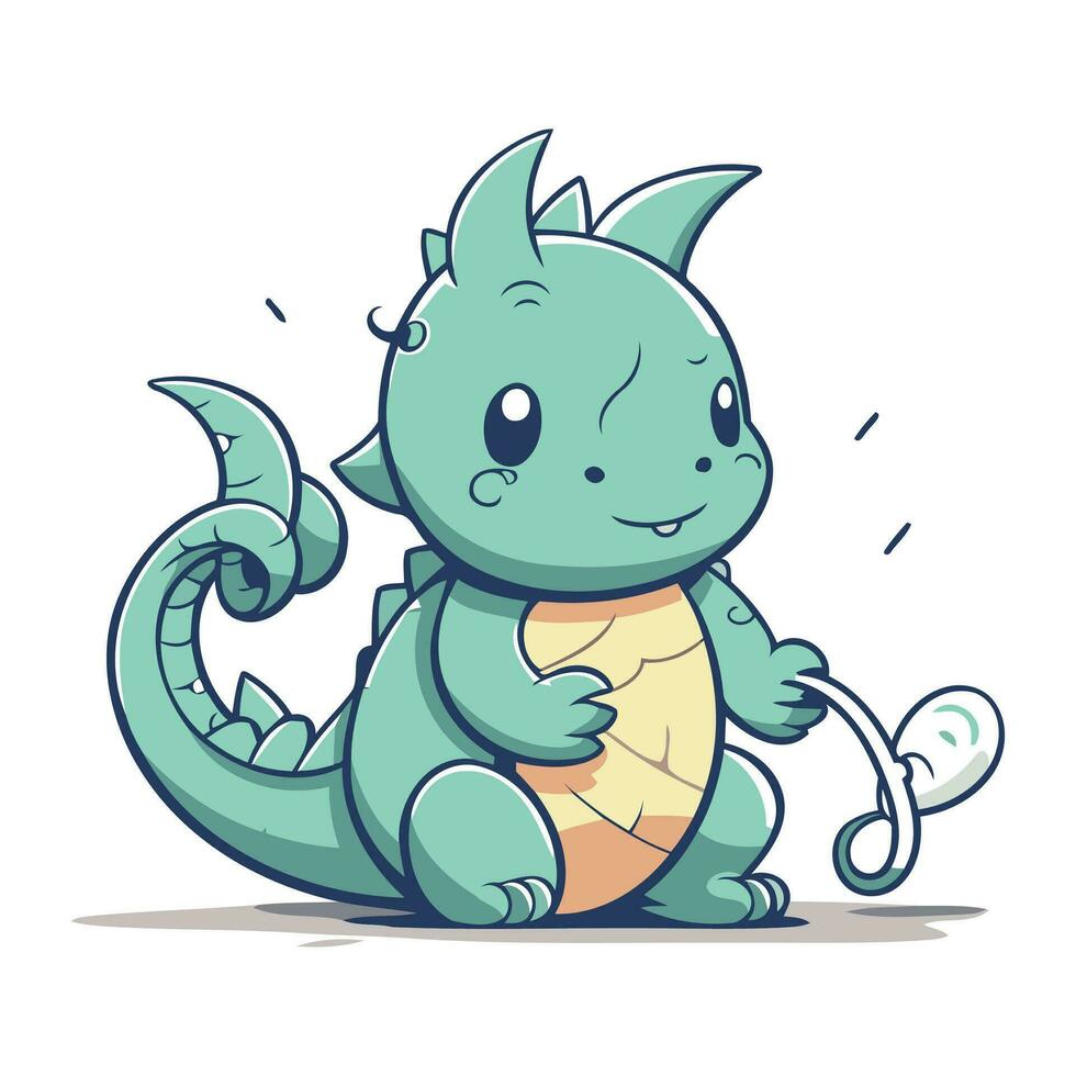 Vector illustration of a cute cartoon dragon with a stethoscope.