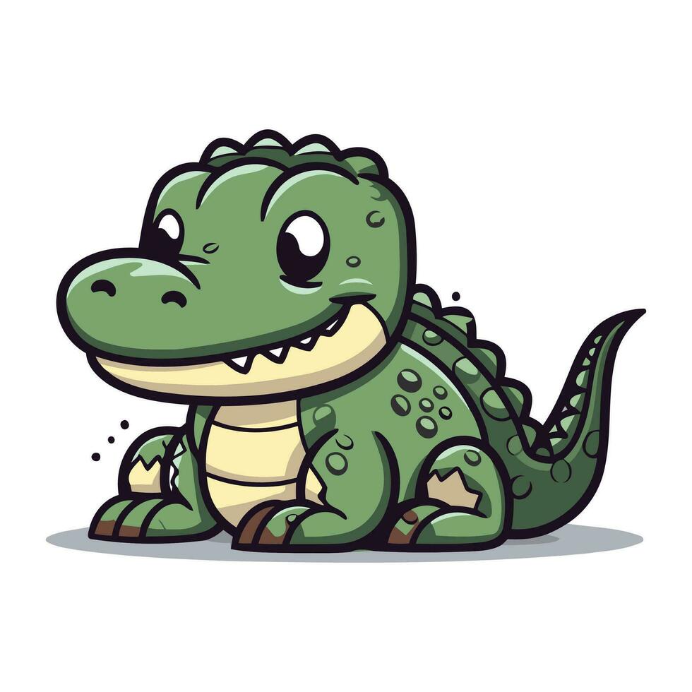 Cute crocodile cartoon character. Vector illustration isolated on white background.