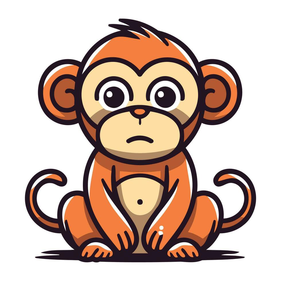 Cute cartoon monkey. Vector illustration isolated on a white background.