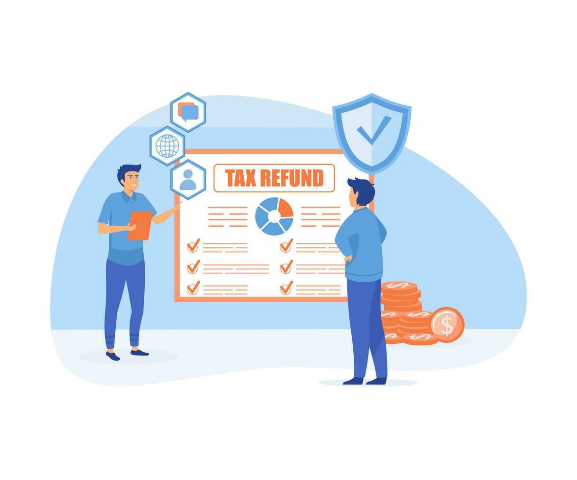 Tax refund.  Tax declaration approved. Idea of accounting and payment, flat vector modern illustration