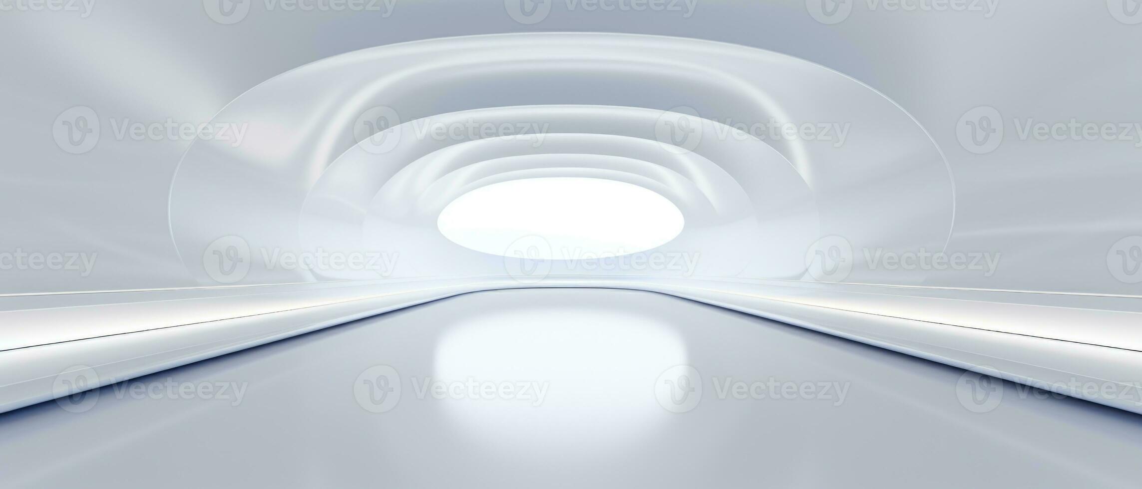 Empty futuristic white room with copy space for presentation product. AI generative photo