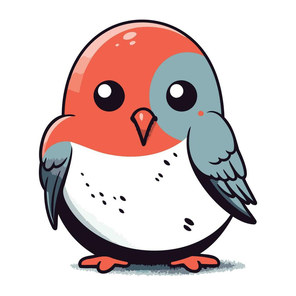 Vector illustration of a cute little red bird on a white background.