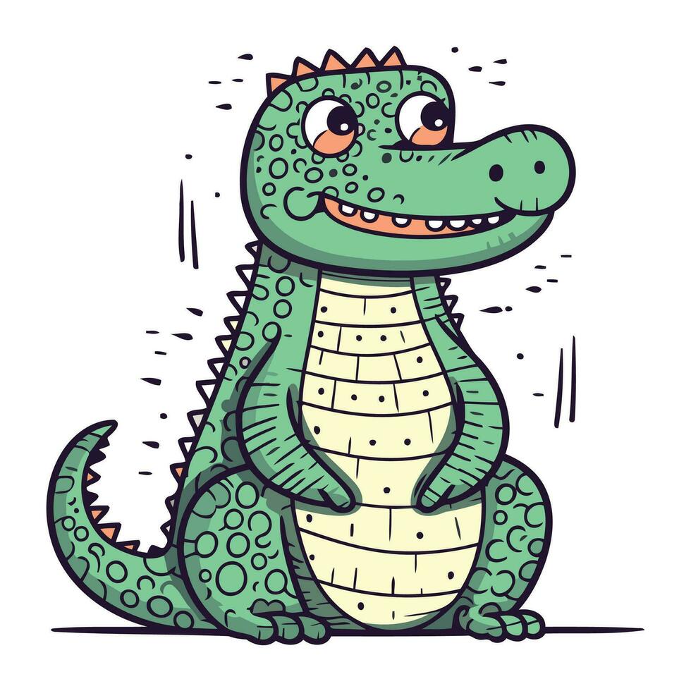 Cartoon crocodile. Vector illustration of a cute crocodile.