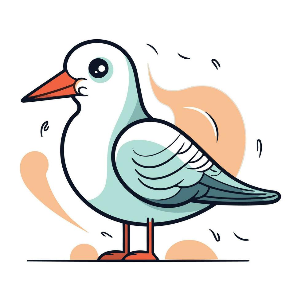 Vector illustration of a seagull on a white background. Vector illustration