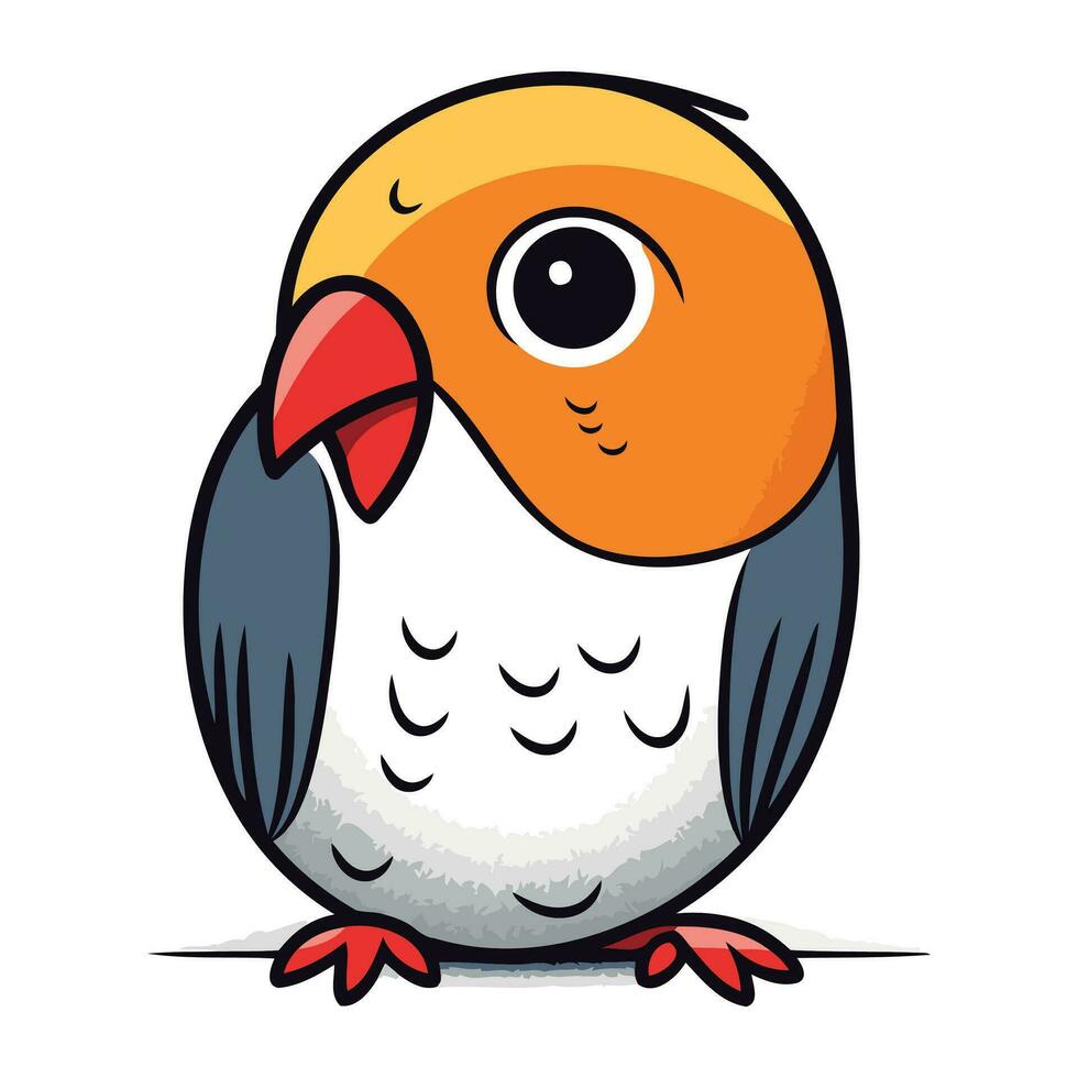 Cute cartoon parrot. Vector illustration isolated on white background.