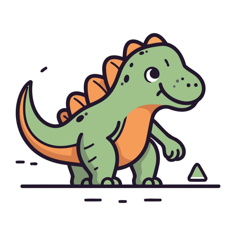 Cute cartoon dinosaur. Vector illustration in a flat linear style.