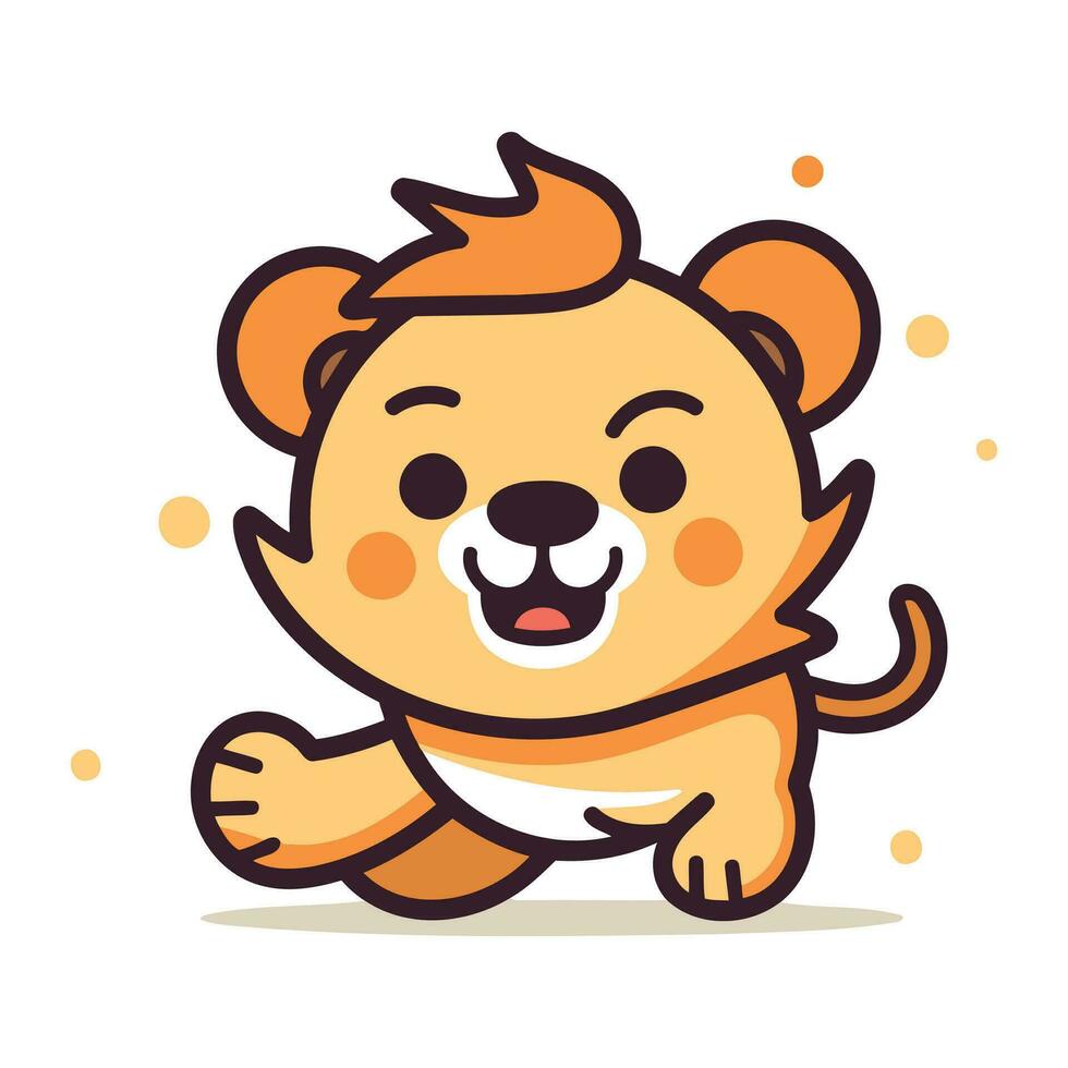 Cute lion vector illustration. Cute cartoon animal character design.