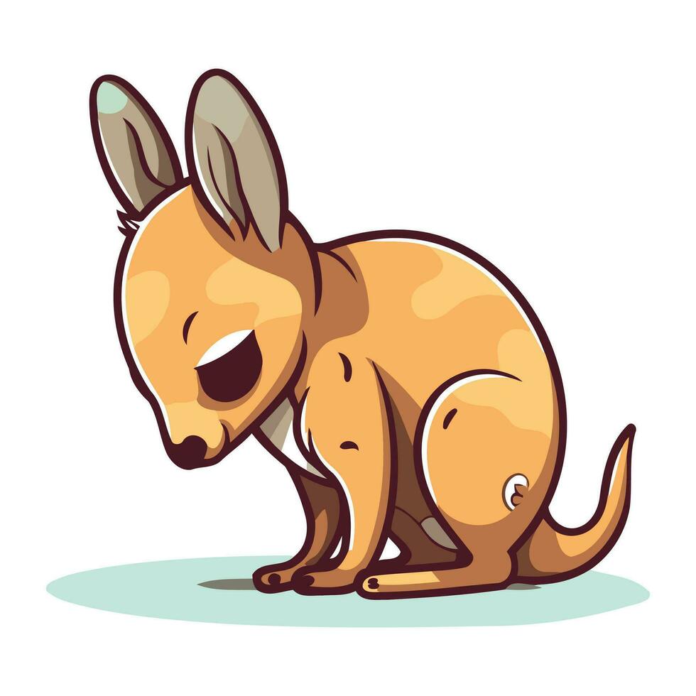 Cartoon kangaroo. Vector illustration of cute kangaroo.