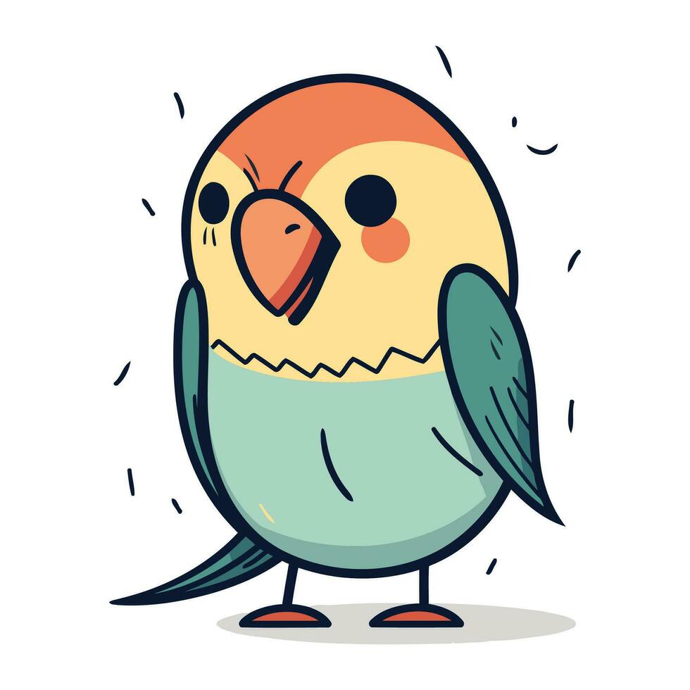 Cute cartoon bird character. Vector illustration in doodle style.