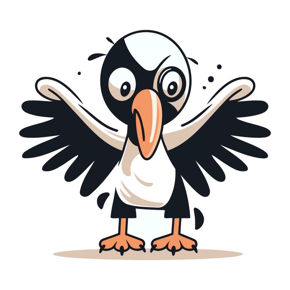 Cute cartoon penguin character. Vector illustration on white background.