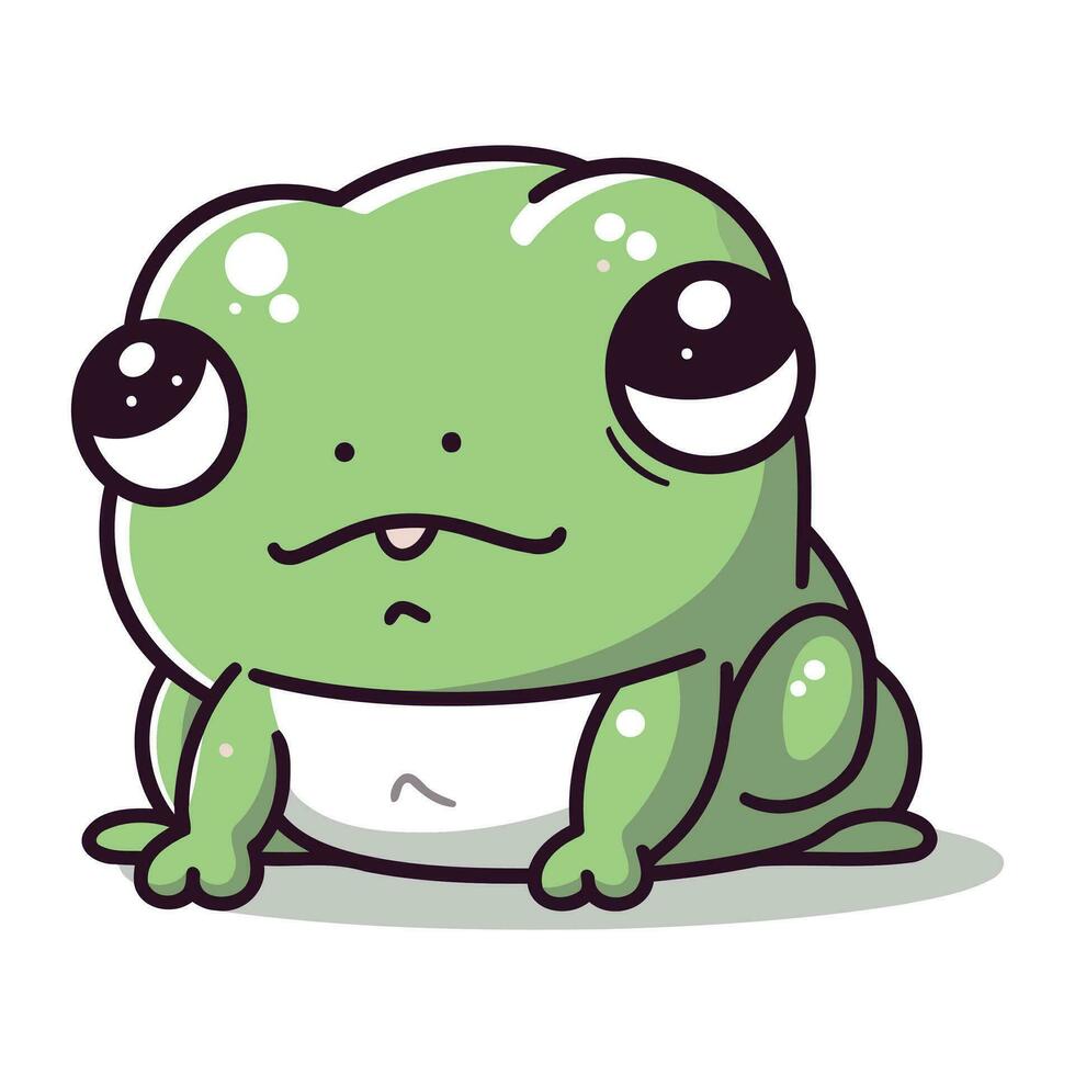 Frog cartoon character. Vector illustration of a funny green frog.