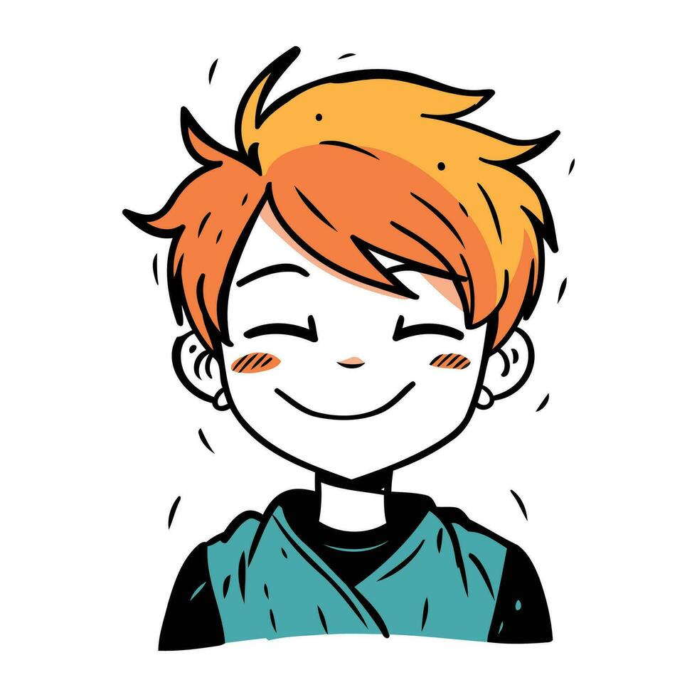 Vector illustration of a smiling red haired boy in casual clothes.