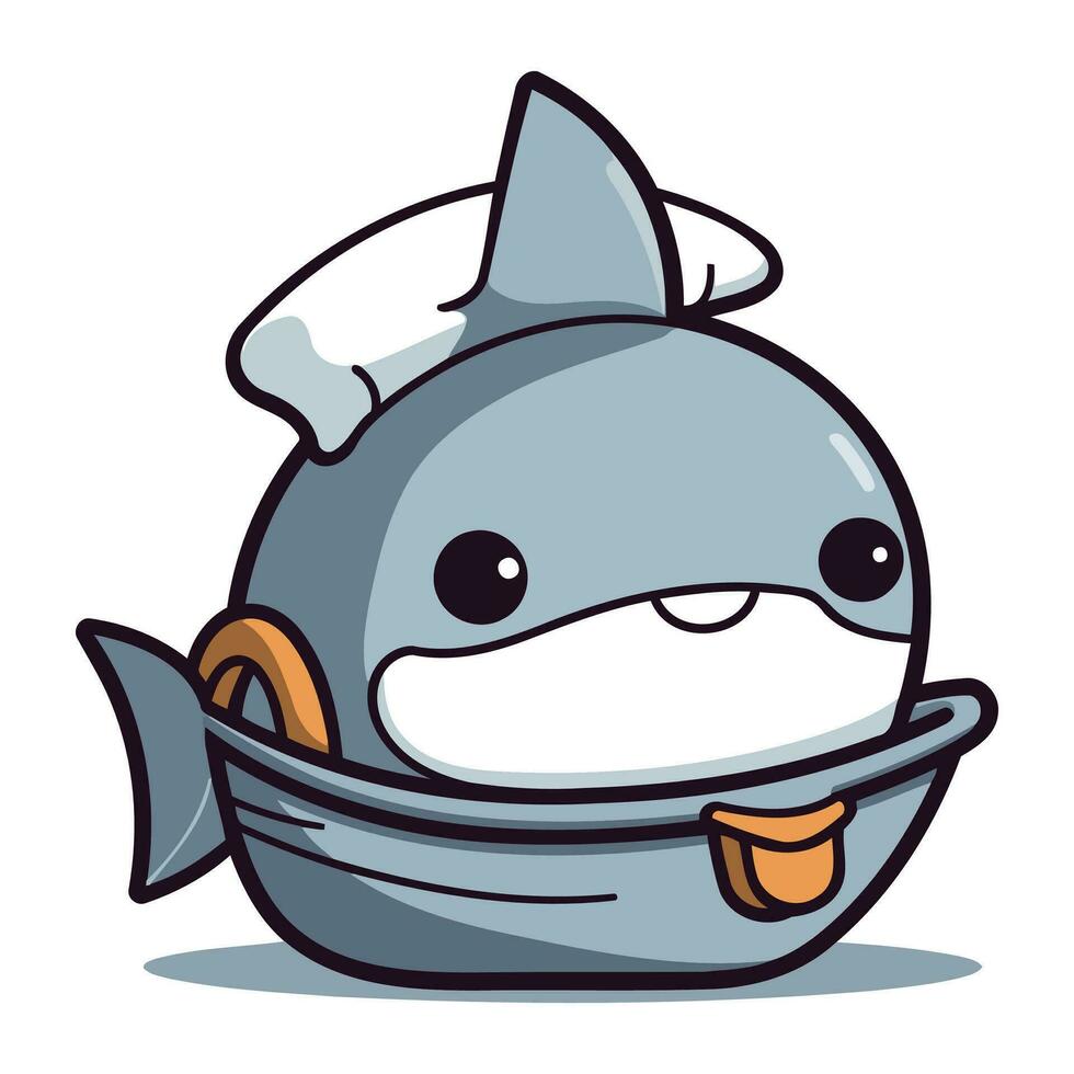 linda tiburón dibujos animados mascota personaje. vector ilustración.