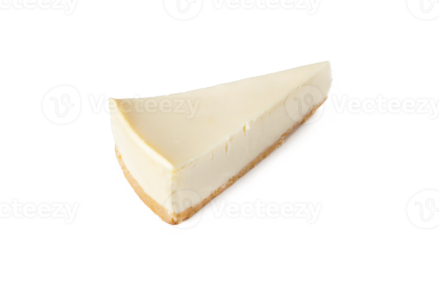 Slice of classical cheesecake new york vanilla on  invisible background isolated back view png