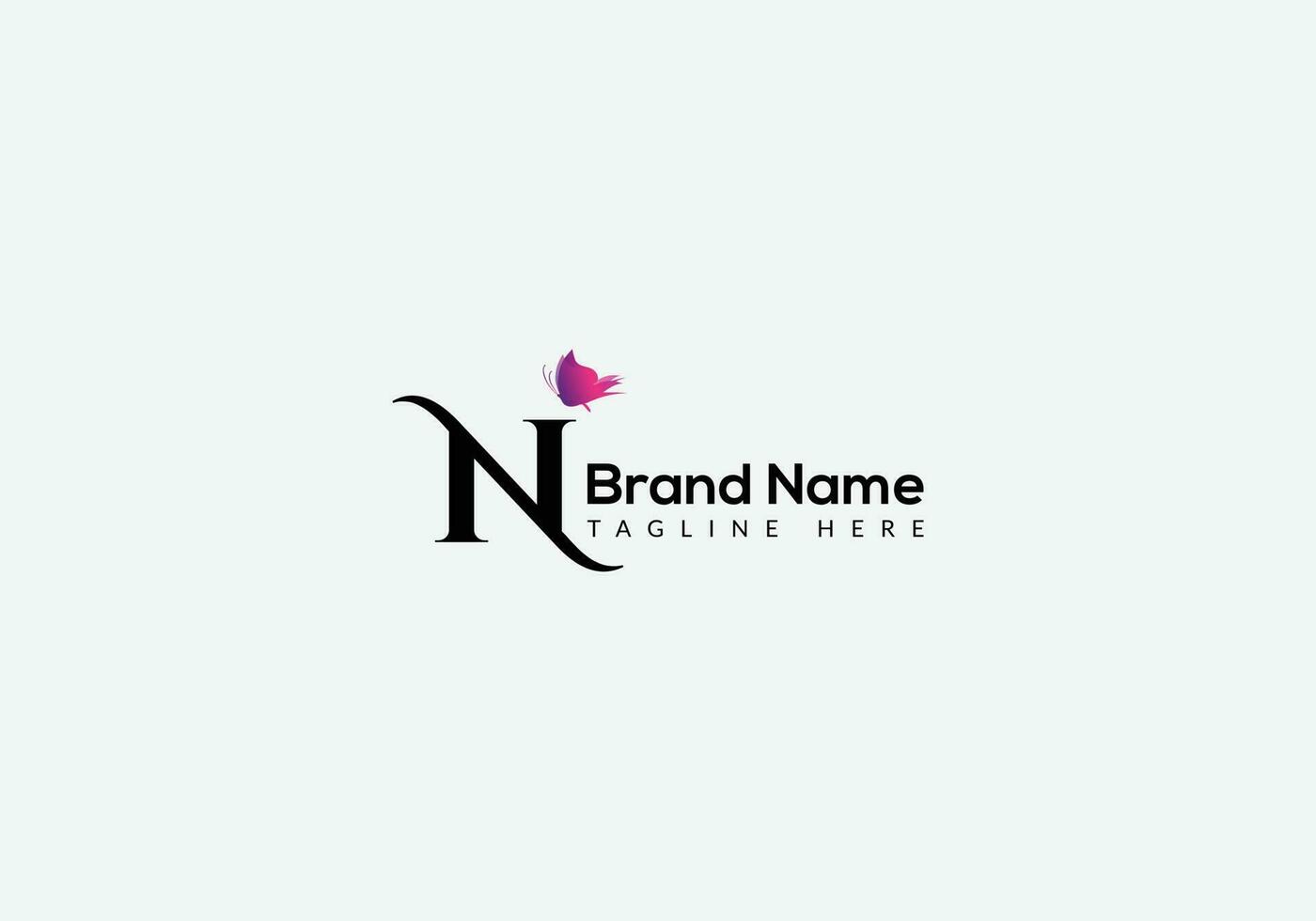 Abstract N letter modern initial butterfly lettermarks logo design vector