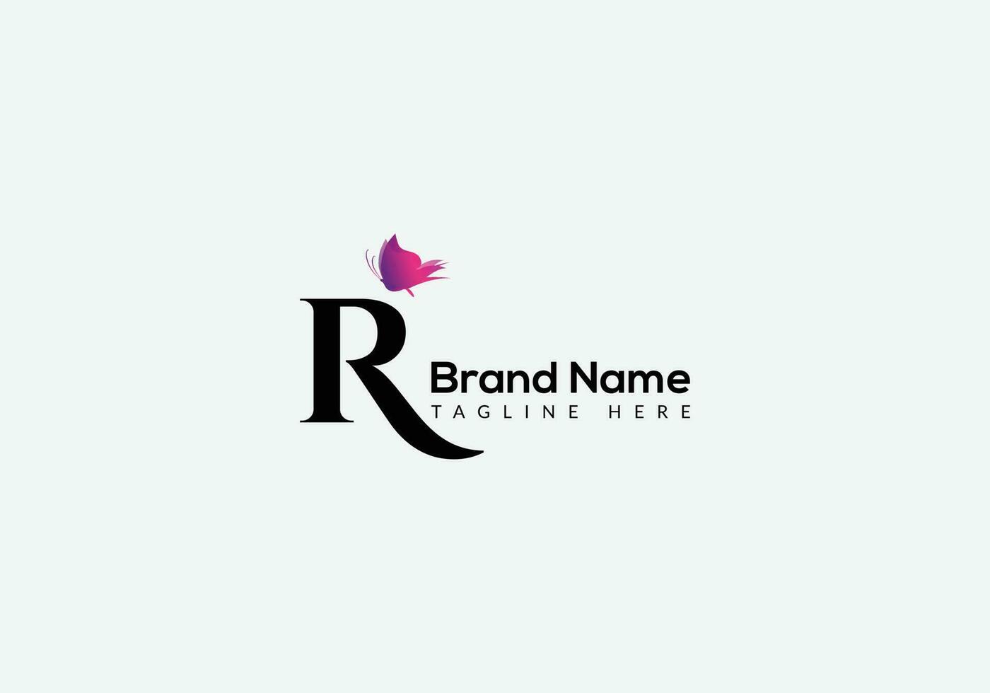 Abstract R letter modern initial butterfly lettermarks logo design vector