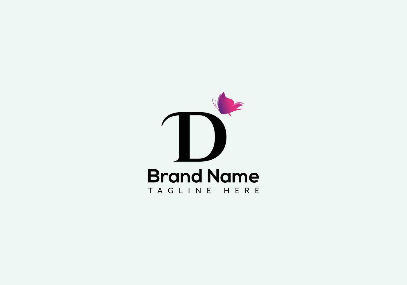 Abstract D letter modern initial butterfly lettermarks logo design vector