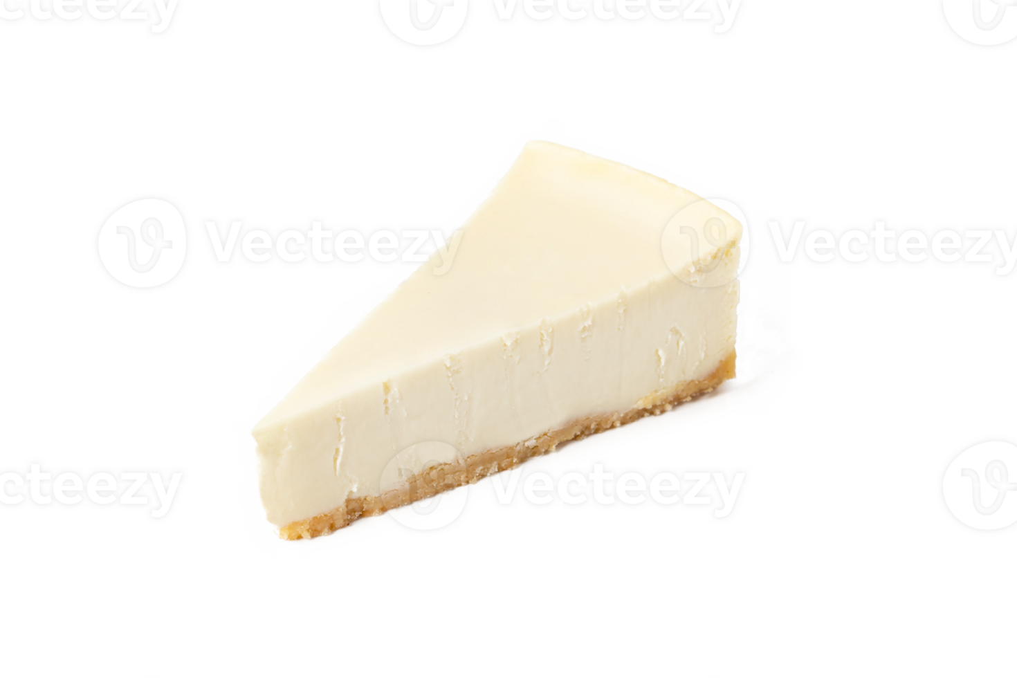 Slice of classical cheesecake new york vanilla on invisible background isolated top view png
