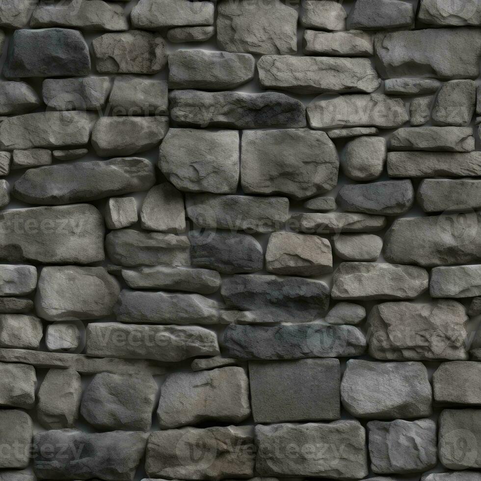Gray stone wall seamless pattern texture background AI Generative photo